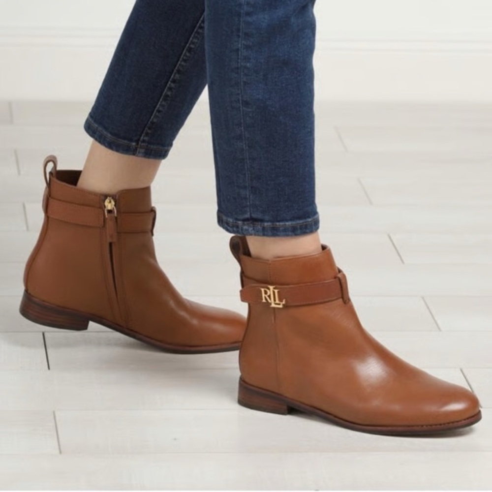 Lauren Ralph Lauren Briele Brown Leather Boots  US 9.5 B - Picture 3 of 16